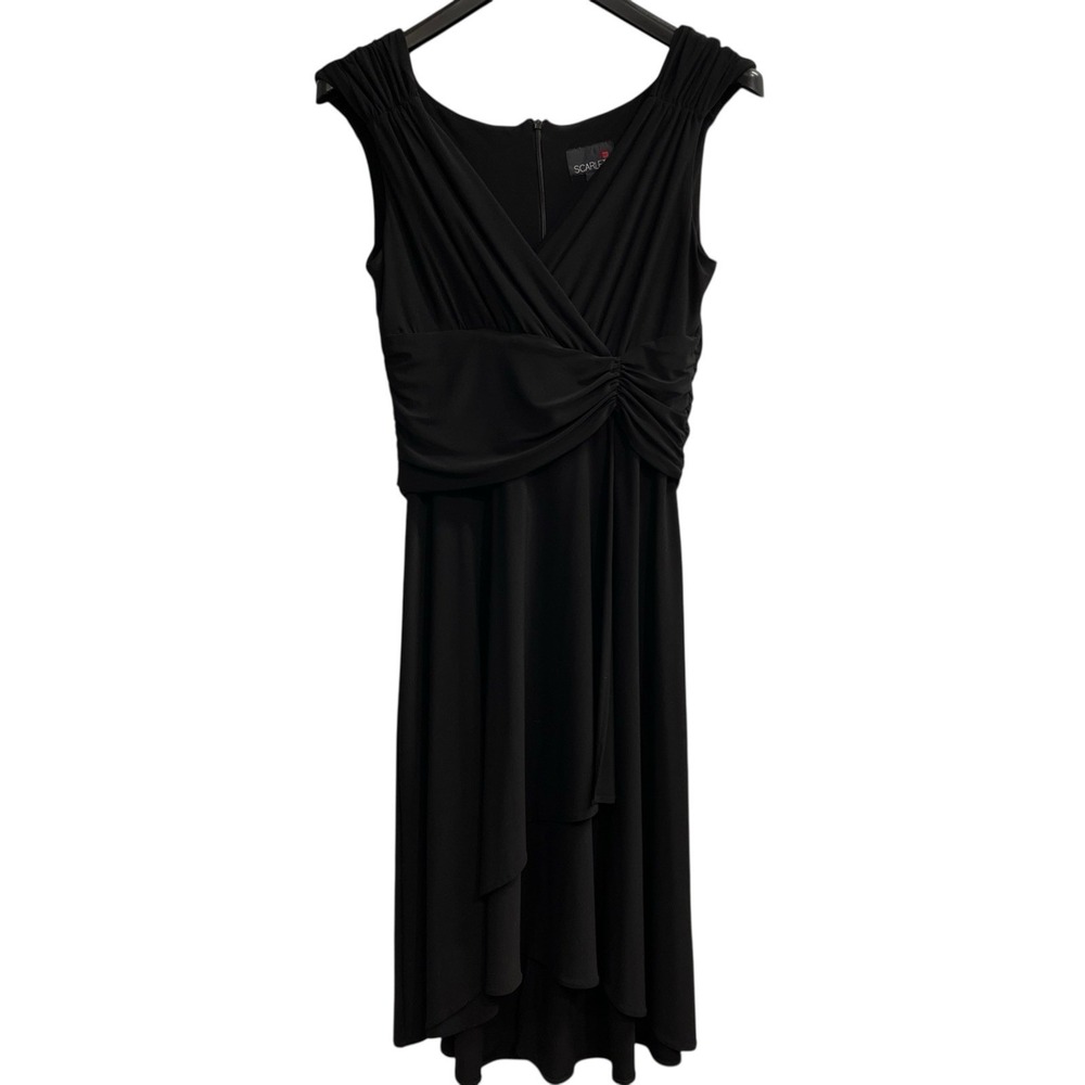 Vintage‎ Y2K Scarlett Dress Black Jersey Knit Asymmetrical Size 10 Event LBD